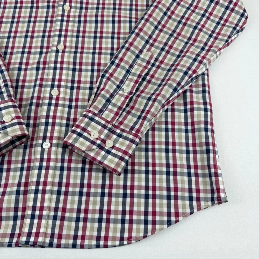 Banana Republic Untucked Fit Non-Iron, Slim Fit M Red/White/Blue Button-up Shirt